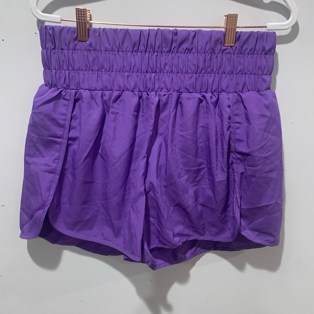 Women’s High Waisted Purple Running Shorts - Picture 6 of 6